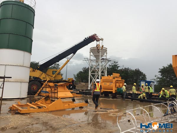 HZS75 Stationary concrete plant works in Philippines