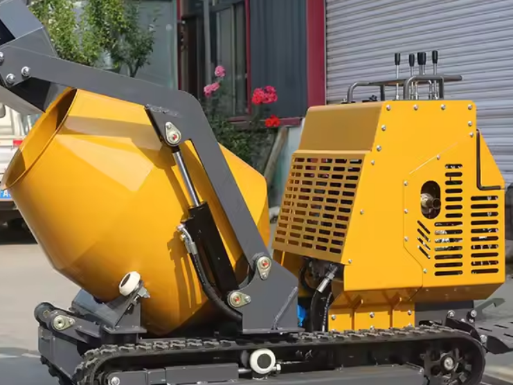 Small Crawler Concrete Mixer With Loader